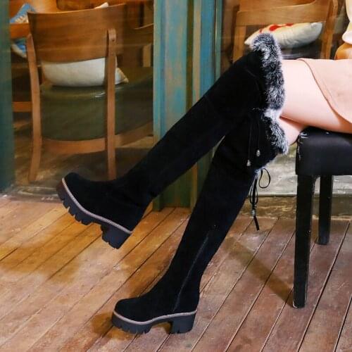 2021 Over The Knee Boots Women Autumn Winter Boots Platform Zip Stilettos High Heels Ladies Stretch Thigh High Boots