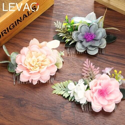 Levao Flower Hair Comb For Women Plastic and Alloy Budding DIY Design Floral Hairpins Headpieces Clip Wedding Accessories