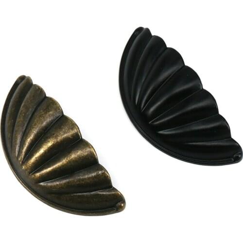 1Pc Zinc Alloy Kitchen Drawer Cabinet Door Handle Furniture Knobs Antique Bronze/Black 77*36mm Cupboard Metal Shell Pull Handles
