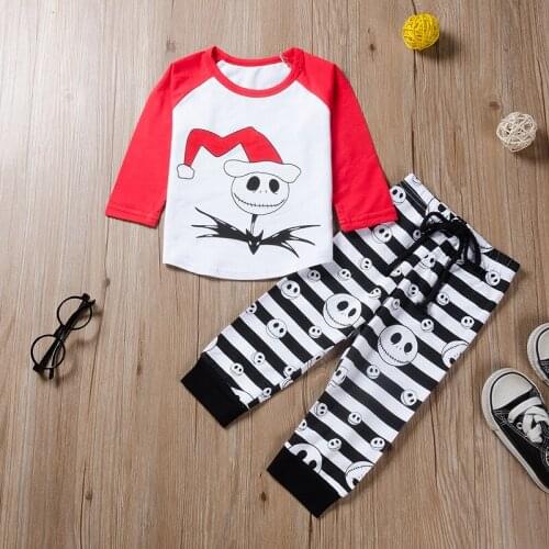 Toddler Kids Casual 2PCS Set Cartoon Dropped Shoulder T-shirt Cute Clown Face Print Striped Drawstring Pants Outfits