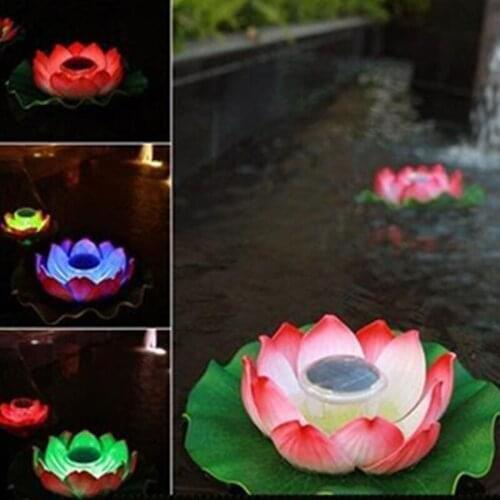 2pcs/lot Solar Lights Outdoor Waterproof Multi-colored LED Solar Lotus Flower Lamp Water Drift Lamp Lantern Automatic Decoration