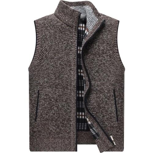 2021 New Mens Winter Wool Sweater Vest Mens Sleeveless Knitted Vest Jacket Warm Sweatercoat Spring Autumn Winter