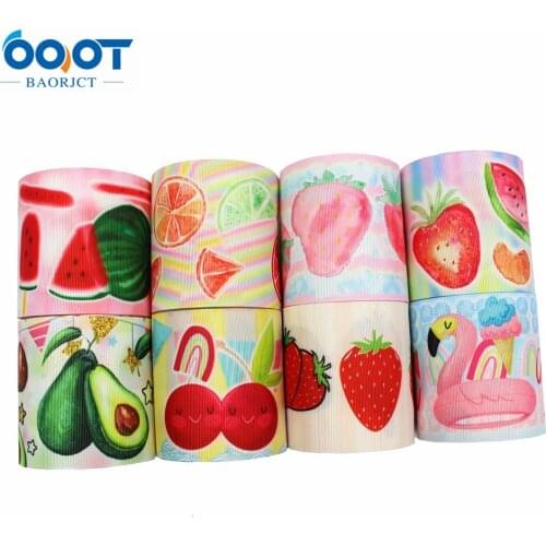 3"(75mm) 10yards fruit Thermal transfer Printed grosgrain Ribbons,bow cap DIY handmade accessories Decorations L-20526-443