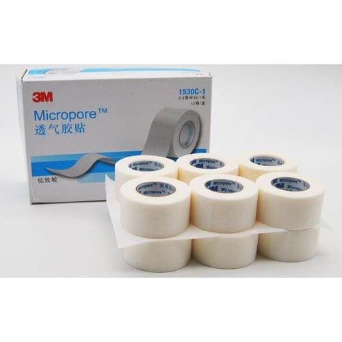 3M Micropore Paper Tape For Eyelash Extension 1530-1 1" X 10yd 12 Roll / Box