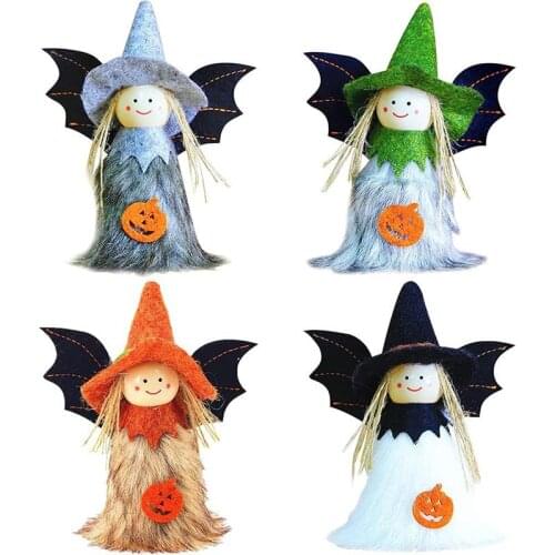 4pcs Halloween Witch-Shaped Pendant Plush Angel Doll Ornaments Home Decoration Halloween Party Props Pendant Ornaments