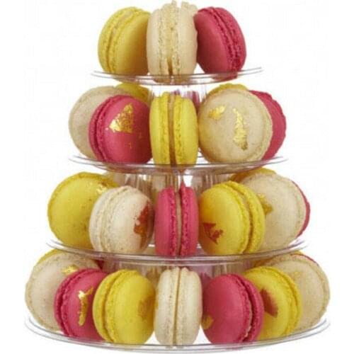 4 Layer Macarons Display Tower Acrylic + Plastic Macaron Tower Stand Fondant Cake Stand Wedding Cake Decorating Tool