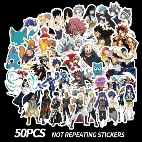 50pcs Fairy Tail Natsu Dragneel Anime Adesivos Stickers For Book Helmet Motorcycle Skateboard Customized Sticker