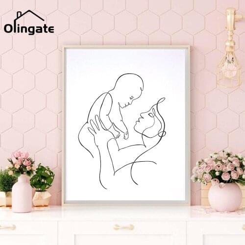 Abstract Minimalist Wall Pictures Family Abstract Line Portrait Posters One Piece Canvas Painting Home Decoration for Bedroom