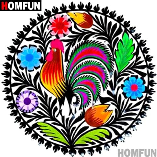 HOMFUN Full Square/Round Drill 5D DIY Diamond Painting "Cock mandala" 3D Embroidery Cross Stitch 5D Home Decor Gift A09267