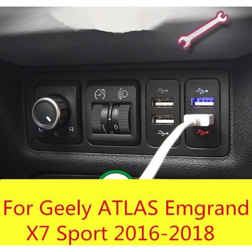 Car charger usb double charging installation special interior decoration For Geely ATLAS Emgrand X7 Sport 2016-2018