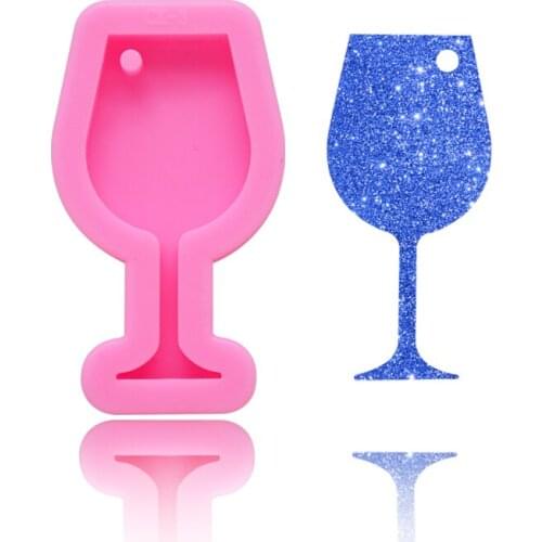 Wineglass Winebowl Shape Keychain Mold Silicone Making Key Ring Pendant Decoration For Jewelry Epoxy Resin Rubber Crafting Mould