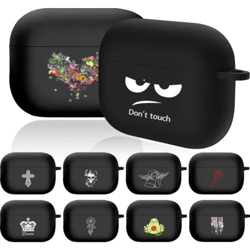 Earphone Case for Apple AirPods Pro Pattern Print Earphone Sleeve Soft Silicone Matte Black Wireless Bluetooth Headphone Case