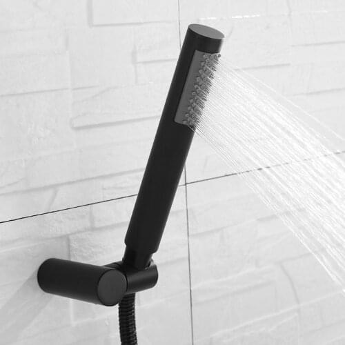 Black Round Shape Brass Hand Held Shower with Extra Long Hose and Bracket Holder Water Saving Shower Head