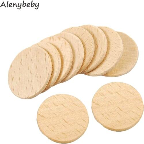 Custom logo Wood Discs Circles Teether 37mm Unfinished Beech Wood Slices DIY Wood Mat Pad Pattern Beads Making Care Baby Teether