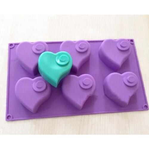 Home baking 6 hole heart-shaped bakeware Valentine couple cake silicone mold CHOCOLATE non-stick flexible molds free shipping