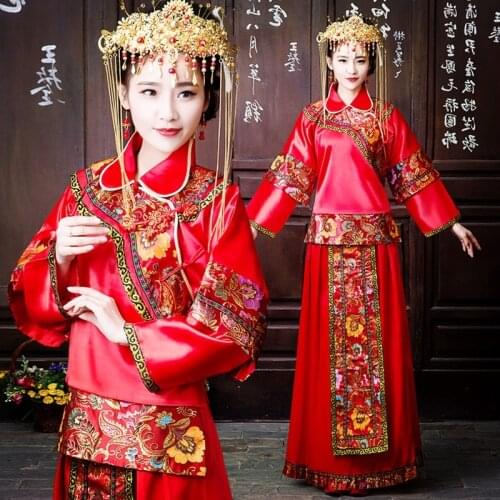Ancient Chinese costume the bride groom red wedding dress Han Dynasty the Tang Dynasty Hanfu national Chinese Stage Dress