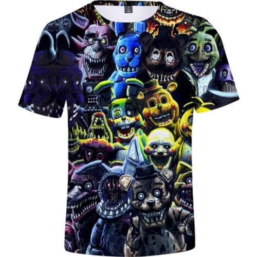 Fnaf t shirt 3d printed tshirt Five Nights At FNAF t shirts short sleeve plus size t-shirt tops kids Men Women clothing