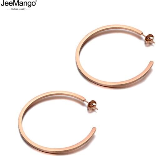 JeeMango Original Design Titanium Stainless Steel Geometry Circle Earrings Bohemia Office Earrings Jewelry For Women JE19330