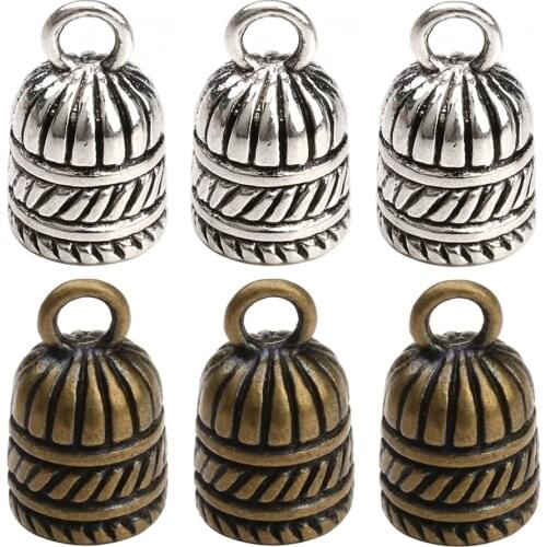 Ciseng 20pcs/lot Antique Bronze Silver Color Hole 5.5mm Round Leather Bracelet Connectors End Tip Caps DIY Jewelry Making