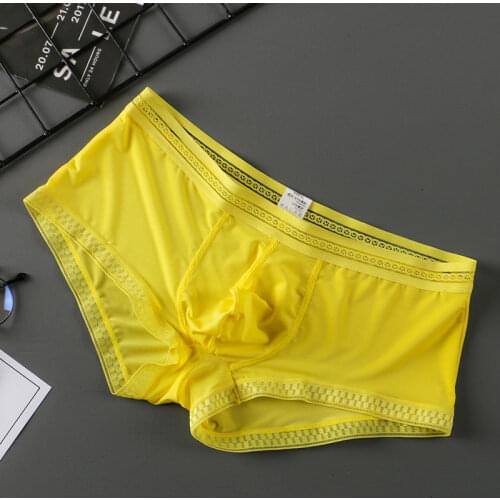 Mens Panties Mens Ice Silk Seamless Underwear Breathable Large Size Mens Shorts Lace U Pouch Low-Rise Man Pack Mens Shorts