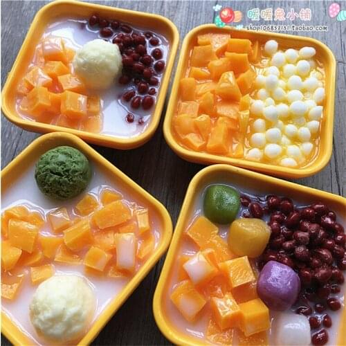 Mango small balls red bean dessert simulation food PVC refrigerator stickers magnetic stickers