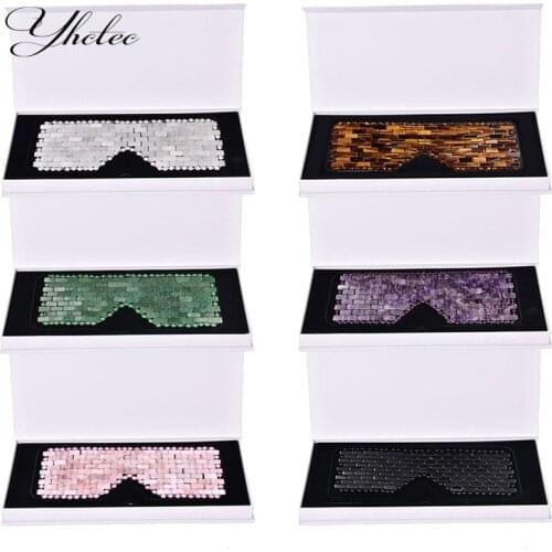 Rose Quartz Jade Eye Mask WIth box Eye Massager Natural Stone Sleep Mask Relaxation Face Massager Therapy Facial Massage Tools