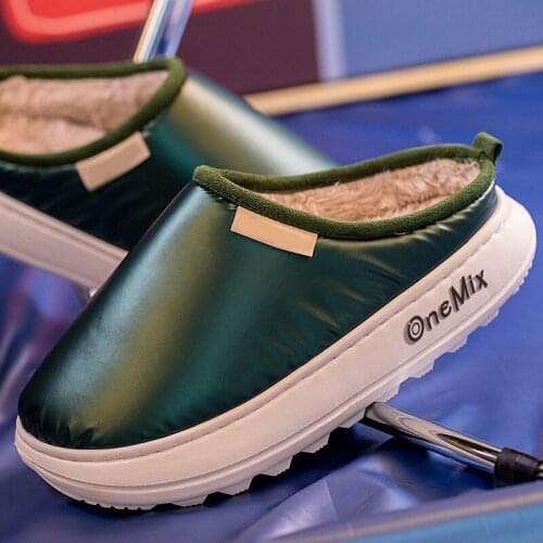 Onemix Winter Indoor Non-slip Slippers For Men Cute Style Women Keep Warm Solid Color Slippers Home Walking Casual Shoes