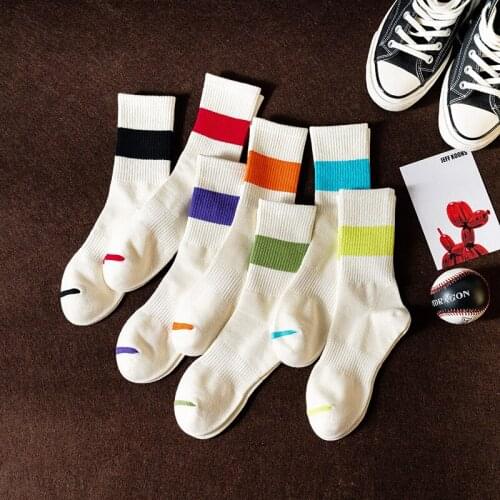 Socks men fashion hip-hop street fashion white socks color matching sports elastic breathable sweat cotton couple women stocking