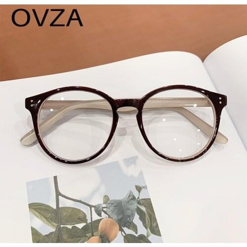 OVZA Retro Eyeglass Frame Oval Women Glasses with Transparent Glasses Men Two-color Frame S4089