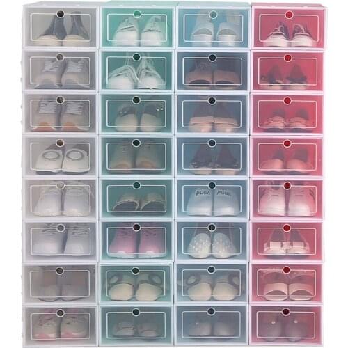 Shoe Organizer Drawer Transparent Plastic Shoe Storage Box Rectangle PP Thickened Shoes Organizer Drawer Shoe Boxes LBS