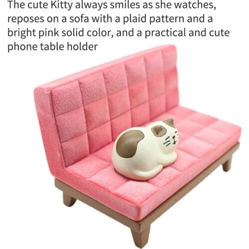 Resin Pink Sofa Cat Phone Holder Supports Hands-Free Mobile Phone Holder For Watching TV Spa Bath Digital Desktop Phone Holder