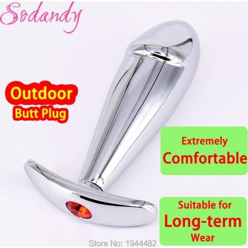 3.94'' Outdoor Butt Plug Metal Anal Plug Sex Toys with Crystal Jewelry Joint Body Suitable for Long-term Wear for Women and Men