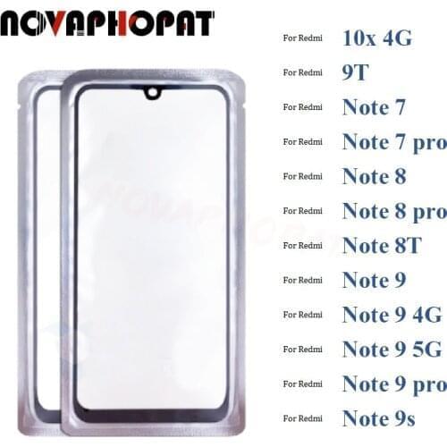 Black Digitizer LCD Sensor Glass For Xiaomi Redmi Note 7 8 8T 10x 9T 9 Pro 9s Touch Screen Glass lens Panel + With OCA Film