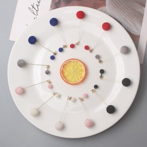 Fashion Plush Ball Stud Earrings For Women Korean Velvet Round Tassel Long Earring Gift Jewelry Statement Brincos