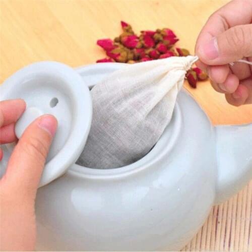 NEW 1PC Tea Strainers 8x10cm Large Cotton Muslin Drawstring Reusable Bag Soap Herb Spice Filter Drinkware Kitchen Accessories