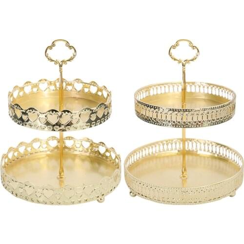 Storage Rack Iron 2 Layer Pastry Fruit Cake Perfume Jewelry Organizer Hollow Out Bedroom Countertop Decor Gift