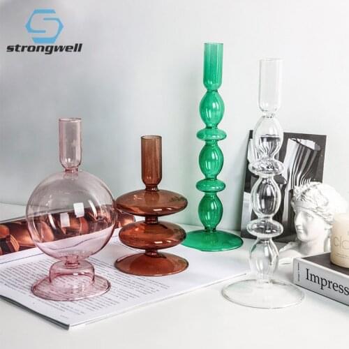 Strongwell Household Supplies Glass Candle Holder Desktop Decoration Furnishings Dinner Party Decoration Porp Nordic Candlestick