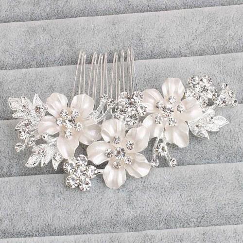 New Arrivals Bridal Wedding Hair Jewelry Accessories Shining Rhinestone Flower Hair Combs Headpieces for Women Bride Noiva