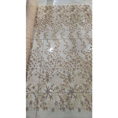SYJ-6657 top sale french net embroidered lace fabric for party dress with glued glitter