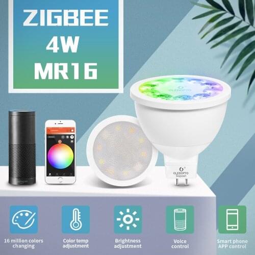 Smart Home ZigBee Voice Control RGBW 4W MR16 Bulb DC12V LED RGBCCT Spotlight Color and White Smart LED Work with Echo Plus Hub