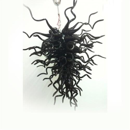 Vintage Black Blown Murano Glass Hotel Decor Modern Art LED Chandelier Lightings