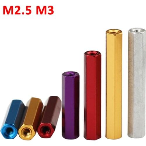 10PCS M2.5 M3 Hex Aluminum Alloy Standoff Spacer Screws Hexagonal Stud Hollow Pillars Spacing Screw Nuts Multiple Color