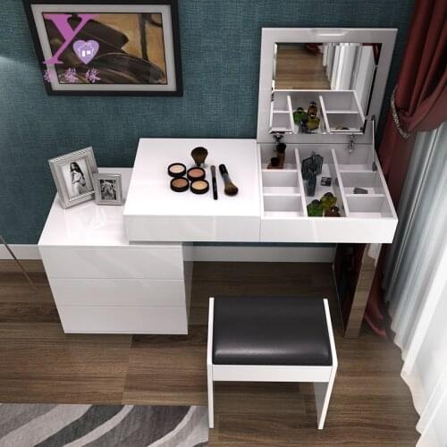 Retractable dressing table piano baking paint dressing table small family type flip dressing table white dressing table