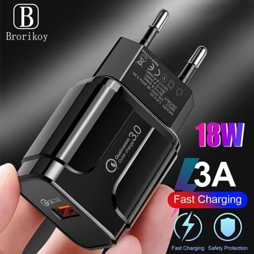 USB Charger Quick Charge 3.0 18W Mobile Phone Fast Charger Adapter QC3.0 for iPhone Samsung Xiaomi Charging for Smartphone Plug