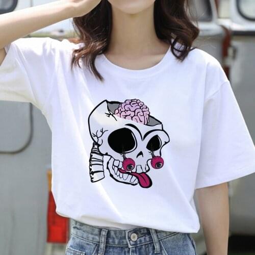 Women T-shirt Cute Skulls Printed Short Sleeve Tshirt Fashion Summer Ladies Graphic Clothing Female T Shirt ropa mujer