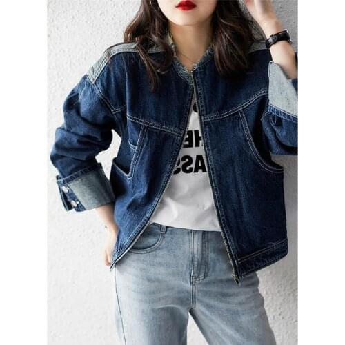 Dark Denim Coat Womens Spring And Autumn 2021 Loose And Versatile Korean Version Thin Bf Short Coat Fashion Womens Wear