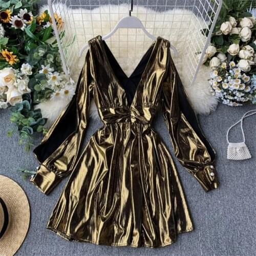 2019 Autumn Dress Sexy Women Long Sleeve Backless Dress Big Size V-neck Dress Vintage Lady Party Dressess Vestidos платье WZ1034
