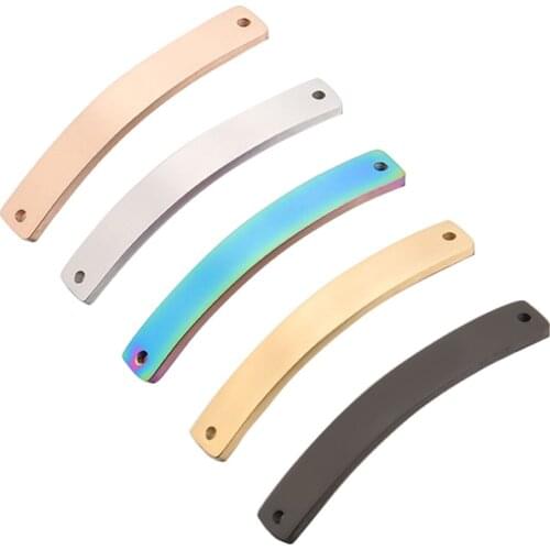 5pcs Stainless Steel Mirror Polished Blank Tags Metal Bar Dog Tags Pendant Bracelet Necklace DIY For Jewelry Makings Dropship