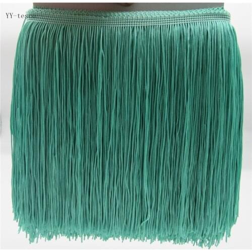 1 Yards 20CM Long Lace Fringe Trim Polyester Tassel light green Fringe Trimming Diy Latin Dress Clothes Accessories Lace Ribbon