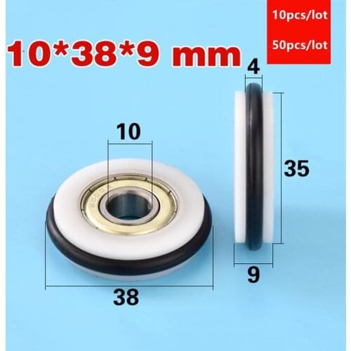 10pcs/50pcs 10*38*9mm O ring soft rubber coated POM blackboard fishing gear 6000ZZ bearing pulley guide wheel roller 10x38x9mm